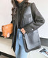Faux Leather Panel Tailored Jacket